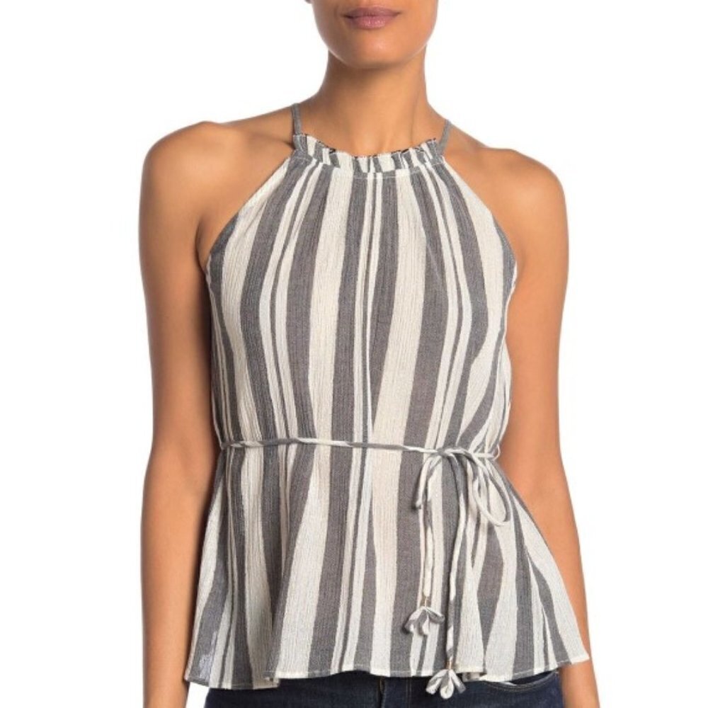 Joie Larkyn Gauzey Metallic Stripe Sleeveless Top